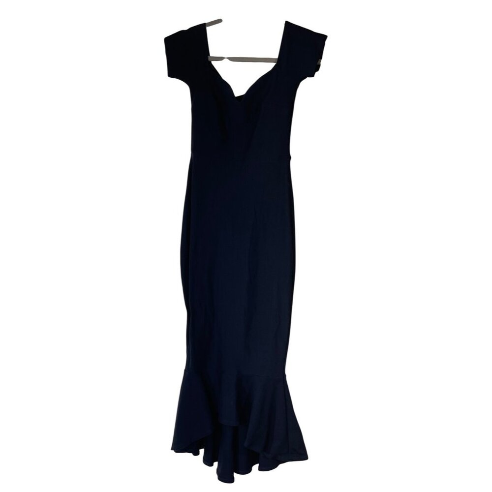 Lulus OTS How Much I Care Dress Midnight Blue Size S Small Stretch Midi